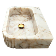 Carregar imagem no visualizador da galeria, Calacatta Gold Marble Wall-mount Bathroom Vanity Sink Fluted (W)16" (L)20" (H)6"