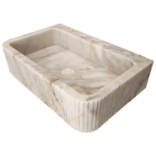 Carregar imagem no visualizador da galeria, Calacatta Gold Marble Wall-mount Bathroom Vanity Sink Fluted (W)18" (L)30" (H)8"