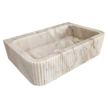 Carregar imagem no visualizador da galeria, Calacatta Gold Marble Wall-mount Bathroom Vanity Sink Fluted (W)18" (L)30" (H)8"