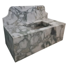 Load image into Gallery viewer, Calacatta Verde Marble Rectangular Wall-mount Bathroom Sink with 10" Backsplash (W)16" (L)34" (H)12"