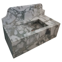 Load image into Gallery viewer, Calacatta Verde Marble Rectangular Wall-mount Bathroom Sink with 10" Backsplash (W)16" (L)34" (H)12"