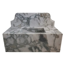 Load image into Gallery viewer, Calacatta Verde Marble Rectangular Wall-mount Bathroom Sink with 10" Backsplash (W)16" (L)34" (H)12"
