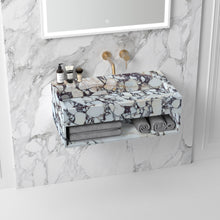 Carregar imagem no visualizador da galeria, Calacatta Viola Marble Wall-mount Bathroom Sink Hidden Drain with Storage