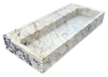 Load image into Gallery viewer, Calacatta Viola Gold Marble Wall-mount Bathroom Sink Horizontal Fluted (W)16" (W)36" (H)5"