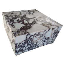 Carregar imagem no visualizador da galeria, Calacatta Viola Marble Rectangular Prism Block Design Coffee Table (W)24" (L)24" (H)12"