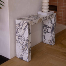 Carregar imagem no visualizador da galeria, Calacatta Viola Marble Rectangular Console Polished (W)12" (L)40" (H)30"