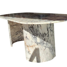 Cargar imagen en el visor de la galería, Calacatta Viola Marble Oval Dining Table with C Shape Marble Legs Polished