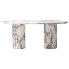 Carregar imagem no visualizador da galeria, Calacatta Viola Marble Oval Dining Table with Fluted Round Marble Legs