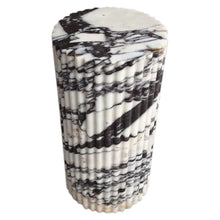 Carregar imagem no visualizador da galeria, Calacatta Viola Marble Plinth Side Table Fluted Polished (W)10" (L)10" (H)16"