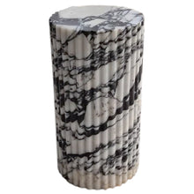Carregar imagem no visualizador da galeria, Calacatta Viola Marble Plinth Side Table Fluted Polished (W)10" (L)10" (H)16"