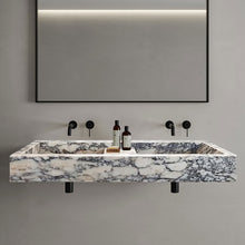 Carregar imagem no visualizador da galeria, Calacatta Viola Marble Double Bathroom Sink Polished (W)19" (L)53" (H)6"