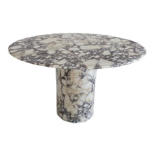 Cargar imagen en el visor de la galería, Calacatta Viola Marble Round Dining Table with Round Marble Legs (D)48" (H)30"
