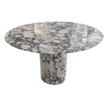 Cargar imagen en el visor de la galería, Calacatta Viola Marble Round Dining Table with Round Marble Legs (D)48" (H)30"