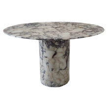 Cargar imagen en el visor de la galería, Calacatta Viola Marble Round Dining Table with Round Marble Legs (D)48" (H)30"