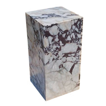 Carregar imagem no visualizador da galeria, Calacatta Viola Marble Cube Design Plinth End/Side Table, Nightstand Polished (W)14" (L)14" (H)24"