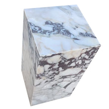 Carregar imagem no visualizador da galeria, Calacatta Viola Marble Cube Design Plinth End/Side Table, Nightstand Polished (W)14" (L)14" (H)24"