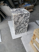 Carregar imagem no visualizador da galeria, Calacatta Viola Marble Cube Design Plinth End/Side Table, Nightstand Polished (W)14" (L)14" (H)24"