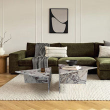 Carregar imagem no visualizador da galeria, Calacatta Viola Marble Triangular Design Coffee Table Polished Set of 2