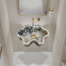 Carregar imagem no visualizador da galeria, Calacatta Viola Marble Wall-mount Bathroom Sink Wavy Edges (W)16" (L)21" (H)6"