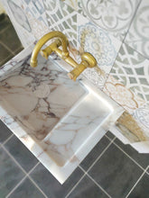 Carregar imagem no visualizador da galeria, Calacatta Viola Marble Wall-mount Bathroom Sink (W)14" (W)18" (H)5"