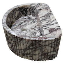Carregar imagem no visualizador da galeria, Calacatta Viola Marble Wall-Mount Fluted Half-Round Bathroom Sink (W)16" (L)24" (H)8"