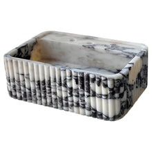 Carregar imagem no visualizador da galeria, Calacatta Viola Marble Wall-Mount Rectangular Fluted Bathroom Sink (W)16" (L)24" (H)8"