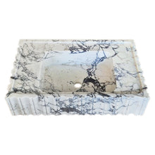 Carregar imagem no visualizador da galeria, Calacatta Viola Marble Wall-mount Bathroom Vanity Sink U form Fluted (W)18" (L)28" (H)6"