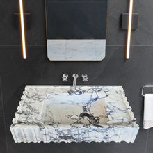 Carregar imagem no visualizador da galeria, Calacatta Viola Marble Wall-mount Bathroom Vanity Sink U form Fluted (W)18" (L)28" (H)6"