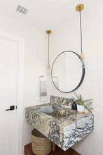 Carregar imagem no visualizador da galeria, Calacatta Viola Marble Rectangular Wall-mount Bathroom Sink with 8" Backsplash (W)21" (L)34" (H)10"