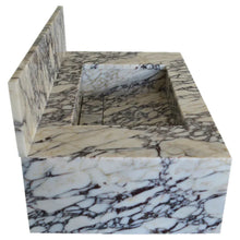 Carregar imagem no visualizador da galeria, Calacatta Viola Marble Rectangular Wall-mount Bathroom Sink with 8" Backsplash (W)21" (L)34" (H)10"