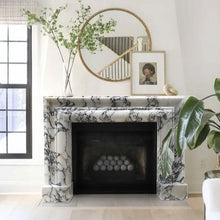 Carregar imagem no visualizador da galeria, Calacatta Viola Marble Hand-carved Fireplace Mantel Polished (W)16.5" (L)61" (H)52"