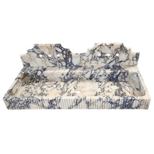 Carregar imagem no visualizador da galeria, Calacatta Viola Marble Wall-mount Bathroom Sink with Fluted with Backsplash (W)20" (L)55" (H)6"
