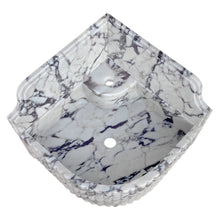 Carregar imagem no visualizador da galeria, Calacatta Viola Marble Wall-mount Bathroom Corner Sink Fluted with 8" Backsplash