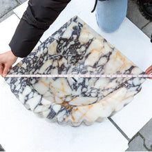 Carregar imagem no visualizador da galeria, Calacatta Viola Marble Wall-mount Bathroom Corner Vanity Sink Ribbed (W)20" (L)20" (H)7"