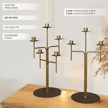 Carregar imagem no visualizador da galeria, Freestanding Antique Iron Candelabra, Set of Two