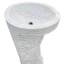 Cargar imagen en el visor de la galería, Carrara White Marble Designer Pedestal Stand-Alone Sink (W)16" (L)16" (H)36"