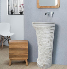 Cargar imagen en el visor de la galería, Carrara White Marble Designer Pedestal Stand-Alone Sink (W)16" (L)16" (H)36"