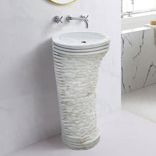 Cargar imagen en el visor de la galería, Carrara White Marble Designer Pedestal Stand-Alone Sink (W)16" (L)16" (H)36"
