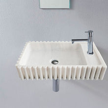 Cargar imagen en el visor de la galería, Carrara White Marble Wall-mount Bathroom Vanity Sink Fluted/Reeded (W)12" (L)20" (H)4"
