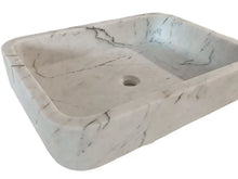 Cargar imagen en el visor de la galería, Carrara White Marble Rectangular Wall-mount Bathroom Sink (W)16" (L)24" (H)5"