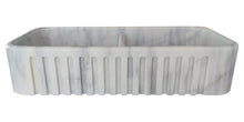 Cargar imagen en el visor de la galería, Carrara White Marble Farmhouse Apron Kitchen Double Sink (W)18" (L)36" (H)8"
