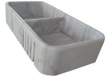 Cargar imagen en el visor de la galería, Carrara White Marble Farmhouse Apron Kitchen Double Sink (W)18" (L)36" (H)8"