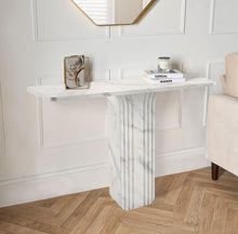 Cargar imagen en el visor de la galería, Carrara White Marble Designer Console Polished (W)15" (L)40" (H)32"