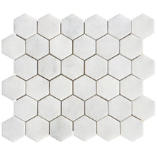 Cargar imagen en el visor de la galería, Carrara White Marble Hexagon 2" Polished Mosaic Floor and Wall Tile - Livfloors Collection
