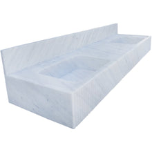 Cargar imagen en el visor de la galería, Carrara White Marble Bathroom Double Sink Fluted on Front (W)21" (L)72" (H)8"