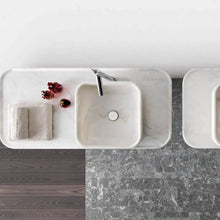 Cargar imagen en el visor de la galería, Carrara White Marble Square Above Vanity Bathroom Sink Polished (W)17" (L)17" (H)6"