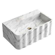 Cargar imagen en el visor de la galería, Carrara White Marble Wall-mount Bathroom Sink Fluted Front (W)16" (L)28" (H)10"
