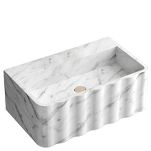 Cargar imagen en el visor de la galería, Carrara White Marble Wall-mount Bathroom Sink Fluted Front (W)16" (L)28" (H)10"