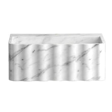 Cargar imagen en el visor de la galería, Carrara White Marble Wall-mount Bathroom Sink Fluted Front (W)16" (L)28" (H)10"