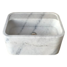 Cargar imagen en el visor de la galería, Carrara White Marble Rectangular Wall-mount Bathroom Sink (W)16" (L)24" (H)12"